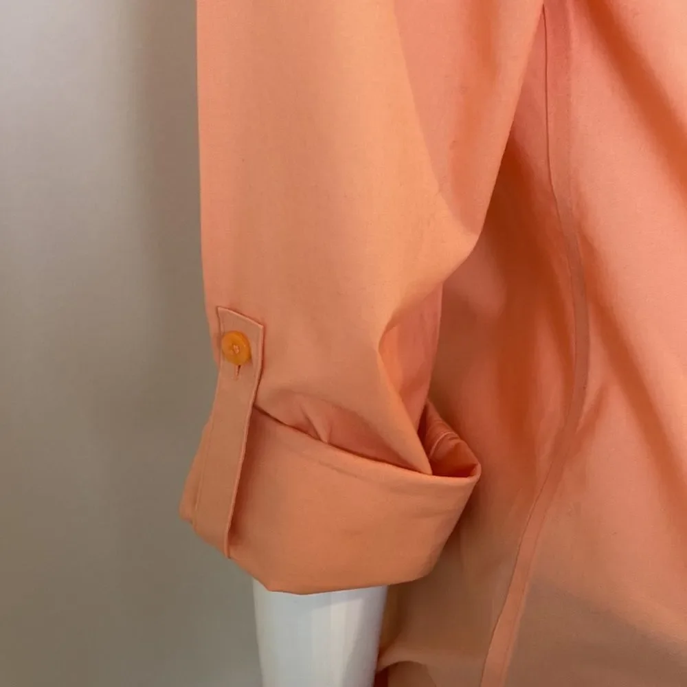 Chico’s No-iron Button Down Blouse with Convertible Sleeves Apricot Size 0